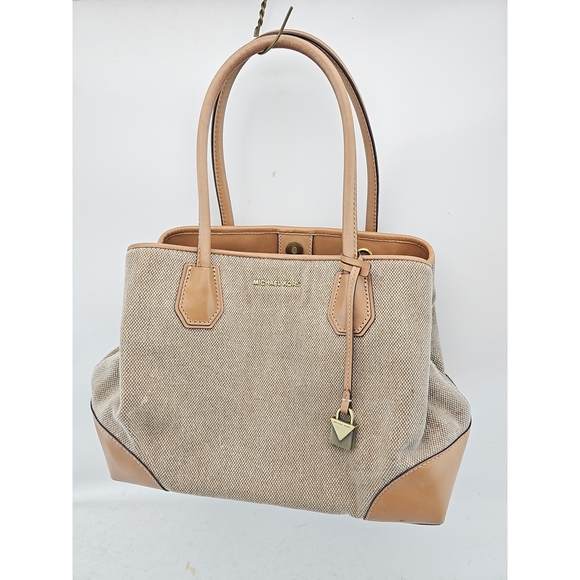 Michael Kors Handbags - Michael Kors Tan Canvas and Leather Satchel Bag